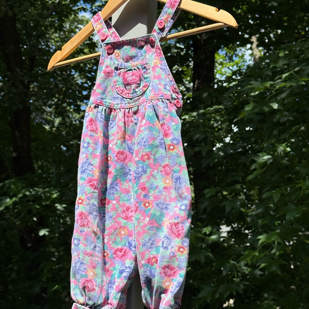 VTG Osh Kosh Baby Bgosh Vestpak Toddler Floral Bubble Overalls 80’s 100% cotton